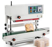 Máquina automática de sellado de película, sellador continuo de cinta para bolsas de líquidos y bolsas de pie, control de temperatura, panel digital, velocidad 0-12 m/min