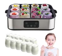 Máquina automática de yogurt con 12 tarros de 2160 ml, máquina digital de yogurt de temperatura ajustable, control de tiempo de 48 horas para postres de yogur caseros frescos, pantalla LED, máquina de