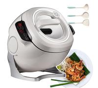 Máquina automática para freír, procesador de alimentos de tambor con 3 engranajes para cocinar, guisar y freír, práctico diseño giratorio y 3 utensilios de cocina incluidos