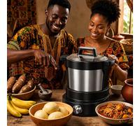Máquina automática para hacer comida que se traga, Máquina de ñame machacado de 6L, para cocinar y machacar, programable por 60 minutos y fácil de lavar, para fufu, amala, banku para 4-5 personas