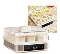 Máquina automática para Hacer Yogur Digital, máquina para Hacer Yogur de Acero Inoxidable de 9 Tazas, Incluye Tazas de 9-170ML con Tapas, Temperatura Ajustable