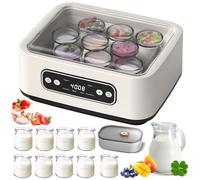 Máquina automática para hacer yogurt con 9 vasos de vidrio y forro de acero inoxidable, temporizador de 12 horas, calefacción PTC para yogur casero