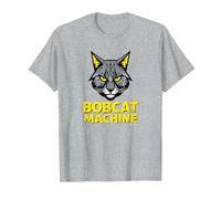 Máquina Bobcat - Feroz Arte Gráfico Felino Camiseta, Hombre, Gris Jaspeado, 3XL