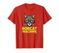 Máquina Bobcat - Feroz Arte Gráfico Felino Camiseta, Hombre, Rojo, 3XL