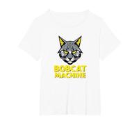 Máquina Bobcat - Feroz Arte Gráfico Felino Camiseta, Mujer Tallas Grandes, Blanco, 3XL Grande