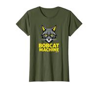 Máquina Bobcat - Feroz Arte Gráfico Felino Camiseta, Mujer, Verde Oliva, 3XL