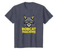 Máquina Bobcat - Feroz Arte Gráfico Felino Camiseta, Niños, Azul Jaspeado, 3 años