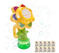 Maquina Burbujas, Máquina Burbujas con Forma de Flor - Contiene 120 ml de Líquido para Hacer Pompas de Jabón, Tres Niveles Ajustables, un Juguete de Verano Adecuado para Actividades al Aire Libre