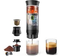 Máquina Café Portátil, Compatible con Cápsulas Pequeñas o Grandes, Nespresso、L'OR y Café Molido, Cafetera Portátil 3 en 1 Con Función de Visualización Digital, Ideal Viajes y Camping