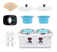 Máquina calentadora de cera doble cubeta, iklestar kit profesional digital calentador de cera depilatoria, calentador eléctrico para cera dura con palitos y cuencos de silicona para spa en casa