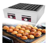 Máquina comercial de gas para takoyaki de 4000 W con doble sartén y control de temperatura independiente. Prepara 56 bolas de pulpo japonesas a la vez