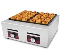 Máquina comercial de gas para takoyaki de 4000 W con doble sartén y control de temperatura independiente. Prepara 56 bolas de pulpo japonesas a la vez
