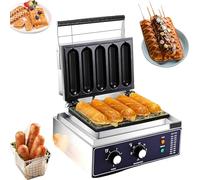 Máquina comercial de gofres para hot dogs de 1500W, máquina para corn dogs con placas antiadherentes, acero inoxidable, control de temperatura de 0-300°C para negocios en casa