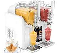 Máquina comercial para granizados - Máquina de bebidas frías de doble tanque, 2 litros cada uno, 7 programas preestablecidos, autolimpieza, pantalla LED para el hogar, fiesta, cafetería, restaurante