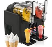 Máquina comercial para granizados - Máquina de bebidas frías de doble tanque, 2 litros cada uno, 7 programas preestablecidos, autolimpieza, pantalla LED para el hogar, fiesta, cafetería, restaurante