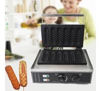 Máquina comercial para hacer gofres de perritos calientes, de 6 piezas, de acero inoxidable antiadherente, con temporizador y control de temperatura, ideal para bares de aperitivos. (6pcs)
