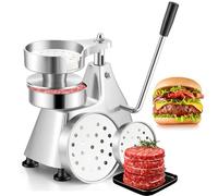 Máquina comercial para hacer hamburguesas con prensa de acero inoxidable resistente y 3 moldes convertibles para procesamiento de formación de carne