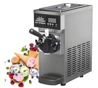 Máquina comercial para hacer helados, máquina de helados de un solo sabor, máquina para hacer helado suave, producción de 4-5 kg/h, tolva refrigerada de 2,5 L, tanque de congelación de 1 L Grey