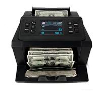 Máquina Contadora De Dinero,Contador De Billetes,Usd/Gbp/Eur,Funciones De Preajuste/Acumulación/Lotes,Detección Uv/Mg,Botones/Pantalla Táctil,1000 Billetes/Min,Capacidad Para 100 Billetes Black