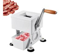 Máquina cortadora de carne con manivela comercial, cortadora de alimentos pequeña, caja receptora ampliada, opción de grosor de rebanada de 1,5 a 10 mm, cuchilla de acero inoxidable(2MM)