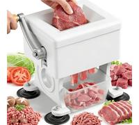 Máquina cortadora de carne, trituradora de carne de manivela comercial, hoja de acero inoxidable, grosor de rebanada de 1,5 a 10 mm, ventosa de silicona, incluye caja de recepción