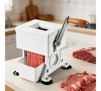 Máquina cortadora manual de carne, grosor de rebanada ajustable, equipo comercial de trituración y rebanado de carne con caja de recepción y hoja desmontable para cocinas y carniceros