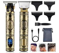 Maquina Cortar Pelo, Cortapelos Hombre Profesional,Recortadora Eléctrica Maquina de Afeitar con LED Pantalla, Recortadora de Barba T-Blade Zero Gap con 3 Peines para Hombres(Dorado)