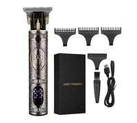 maquina cortar pelo hombre profesional, cortapelos inalambrico con Pantalla LCD, Carga Rápida USB Cortadora de Pelo para Barba Apto para familias/peluqueros, Hoja T, 4 peines guía