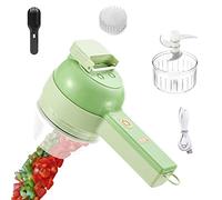 Máquina corte verduras, 4 en 1 portátil portátil portátil mano cortador verduras, Mini Chopper Food Procesador eléctrico cortador verduras Dicer, Picadora verduras alimentos Picadora carne