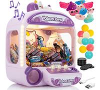 Máquina de Agarre de Lujo para niños con 10 Mini Peluches, Candy Grabber, Juego Arcade para Mini Juguetes, Peluches y Dulces, Ideal para Fiestas de cumpleaños Infantiles (Unicornio)