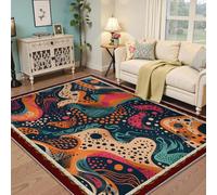 Máquina de alfombras psicodélica Abstracta Lavable, Ondas Vibrantes de Lunares y Formas fluidas Coloridas, Alfombra de Pelo bajo Antideslizante para el vestíbulo de Entrada 60x90cm
