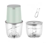 Máquina de alimentos con 2 tazones, molinillo eléctrico de carne y picador de verduras para purés saludables, salsas, ensaladas, procesamiento rápido, diseño seguro (verde)