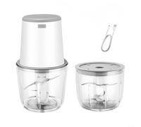 Máquina de alimentos con 2 tazones, molinillo eléctrico de carne y picador de verduras para purés saludables, salsas, ensaladas, procesamiento rápido, diseño seguro (blanco)