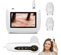Máquina de análisis de cabello y piel, pantalla LCD de 5 pulgadas, escáner digital recargable para análisis de piel y cabello, 50x/200x DualHeads, detección digital de salud del cuero cabelludo para