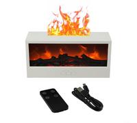 Máquina de aromaterapia de chimenea de llama 3D, difusor de aceite esencial de llama silenciosa Humidificador colorido con control remoto para el hogar (blanco)