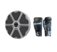 Máquina de boxeo inteligente Bluetooth con luces rítmicas, juego de saco de boxeo y guantes montados en la pared, entrenamiento de sincronización de música para fitness en casa, niños y adultos (gris