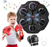 Maquina de Boxeo Musical, Boxeo Pared Musical con Guantes de Boxeo, Music Boxing Machine Niños, Boxeo para Entrenamiento en Casa, Máquina de Boxeo Electrónica con LED(Nueva Función de Conteo, Negro)