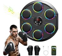Máquina de Boxeo Musical, Extra Grande Profesional de Pared con LED Dinámico y Guantes, Bluetooth Smart, Máquina Electrónica a 12 Velocidades, para Adultos y Niños, Interior y Gimnasios, Negro