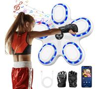 Maquina de Boxeo Musical, Inteligente Maquina de Boxeo Pared Musical con Guante, Compatible Bluetooth, 9 Modos de Velocidad y Entrenamiento, Modo de Conteo, Music Boxing Machine para Niños (Blanco)