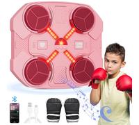 Máquina de Boxeo Musical, Music Boxing Machine Bluetooth Recargable Montada en la Pared con 3 Niveles de Velocidad, Guantes, Luces Geniales, Almohadillas de Boxeo, Regalo para Niños y Niñas (Rosa)