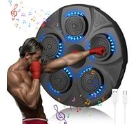 Maquina de Boxeo Musical Music Boxing Machine Portátil Electronic Boxeo LED Wall Boxing Target Smart Boxing Aparatos de Entrenamiento,Soporta Bluetooth,9 Modos de Velocidad para Niños Adultos (NegroI)