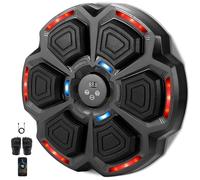 Máquina de boxeo musical, punzonadora de música para adultos y niños, objetivo de boxeo interactivo montado en la pared con guantes, tamaño grande (negro con 6 almohadillas de perforación)