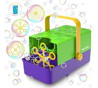Máquina de burbujas, 3 en 1 para niños, 3 varitas de burbujas reemplazables y 2 velocidades, más de 10000 burbujas coloridas/min, funciona con pilas o enchufables, juguetes de burbujas para fiestas en