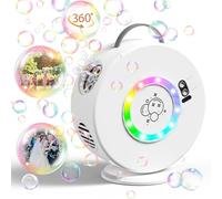 Máquina de Burbujas Automática con Luces LED, Soplador de Burbujas Recargable. Fabricante de Burbujas con Rotación Automática 90°/360°, Juguete Al Aire Libre para Fiestas de Cumpleaños y Bodas