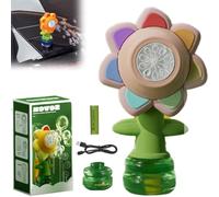 Máquina De Burbujas con Sonido para Coche, Forma Girasol, Divertida Máquina para Hacer Burbujas, Bocinazo, Cabeza Y Escupe Burbujas, con Iluminación De 7 Colores Y Control Remoto(Pink)