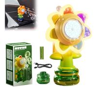 Máquina De Burbujas con Sonido para Coche, Forma Girasol, Divertida Máquina para Hacer Burbujas, Bocinazo, Cabeza Y Escupe Burbujas, con Iluminación De 7 Colores Y Control Remoto(Yellow)