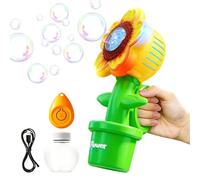 Máquina de burbujas de flores | con luces, mando a distancia y recargable USB | Aparato eléctrico de burbujas para casa, jardín, parque, picnic, playa, exterior, césped y