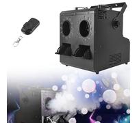 Máquina de burbujas de humo 3 en 1 de 1500 W con control remoto de 24 LED y temporizador DMX512, ideal for fiestas, bodas, representaciones teatrales y discotecas.