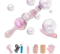 Máquina de burbujas de humo con efecto de niebla e iluminación colorida, juguete mágico para pistola de burbujas de jabón para niños, barra de burbujas elástica (rosa única)
