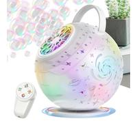 Máquina De Burbujas - Fabricante Automático De Bur Bujas ABS De 15,5x15,5x17cm | Espectáculo De Luces LED Con Soplador De Burbujas Giratorio De 360 grados | Juguete De Gran Capacidad Para Niños, Fie